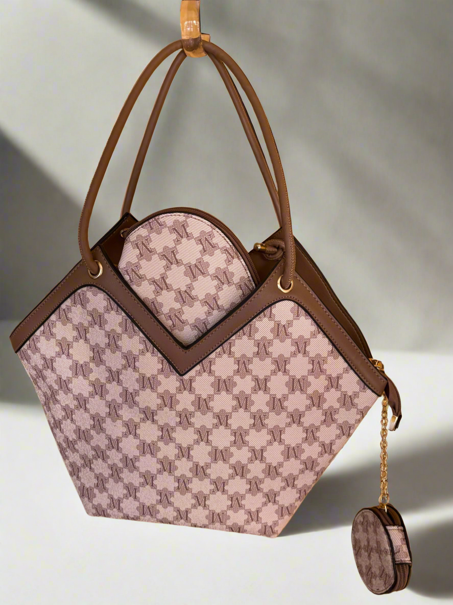 MONOGRAM MAVEN TOTE HANDBAG CREAM