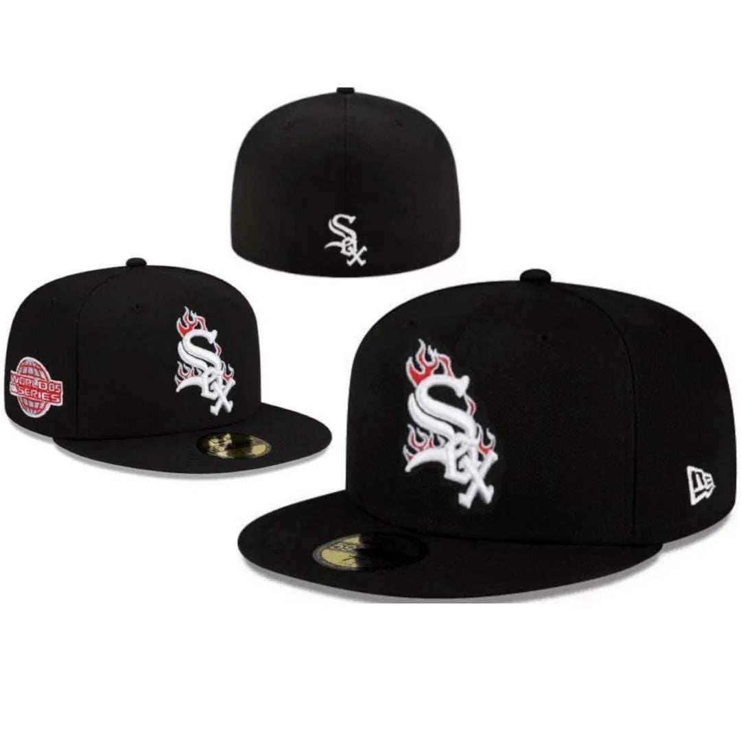 Chicago White Sox New Era Black 2005 World Series Team Fire 59FIFTY Fitted Hat PUFF CITY