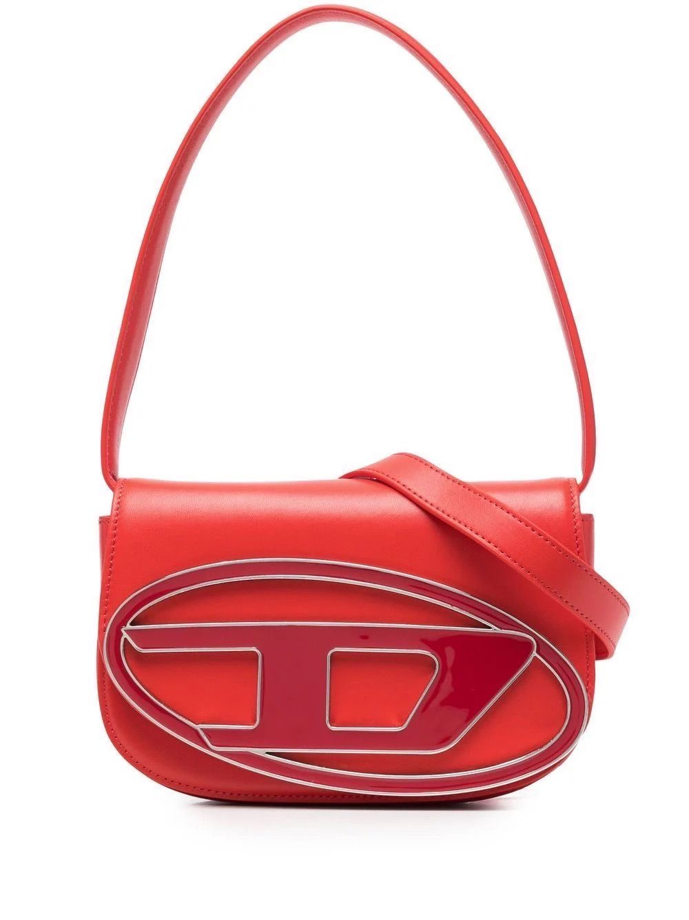DIESEL MEDIUM 1DR LEATHER SHOULDER BAG RED
