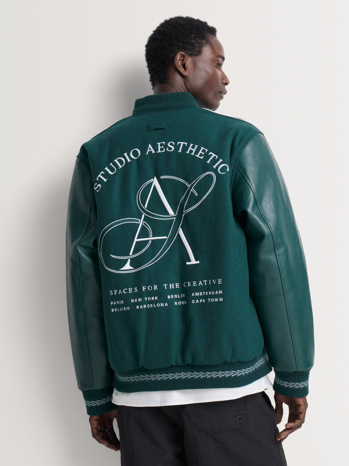 Melton Varsity Pine Green Bomber Jacket PUFF CITY