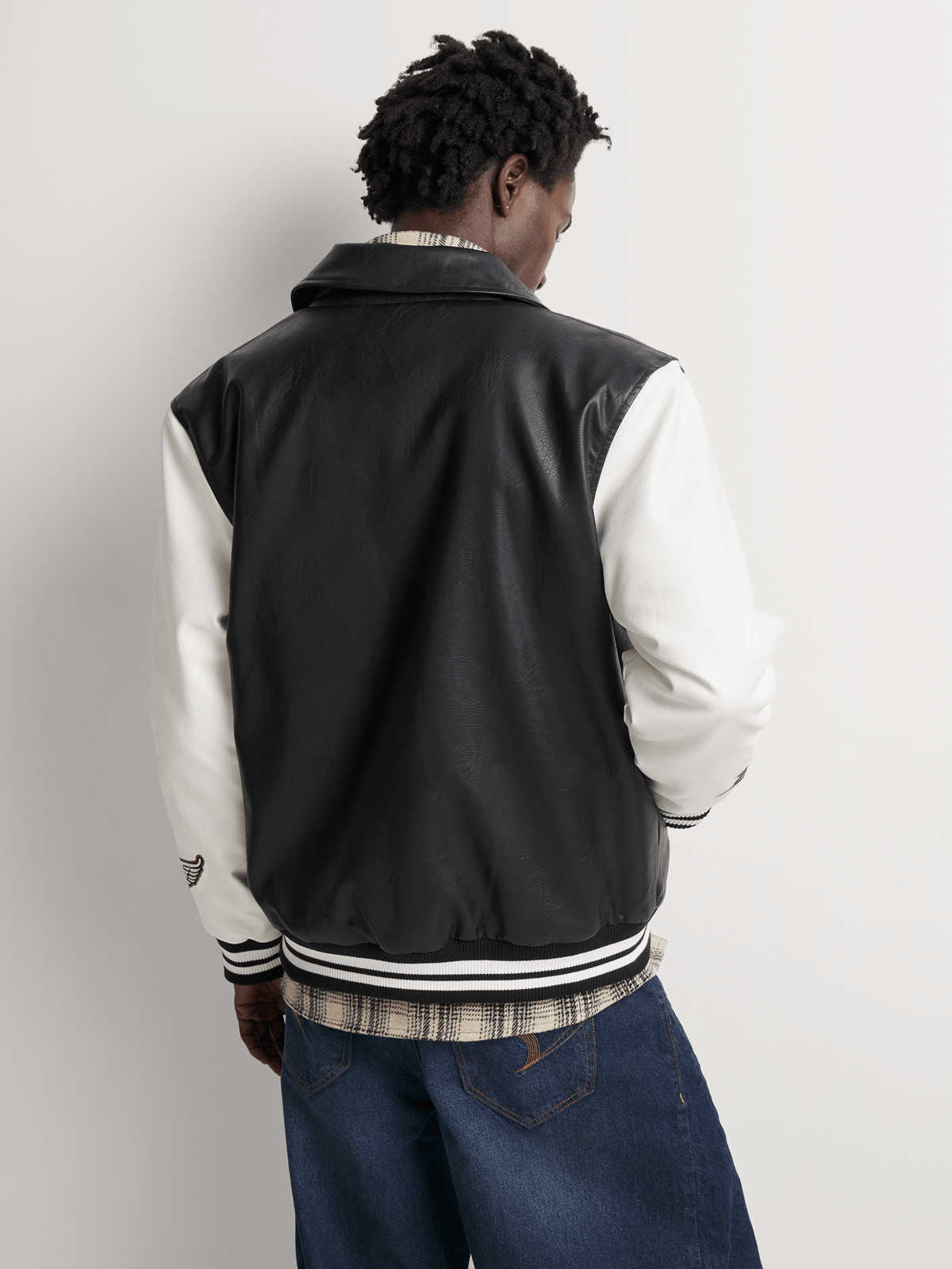 Markham Men's PU Varsity Black Bomber Jacket PUFF CITY