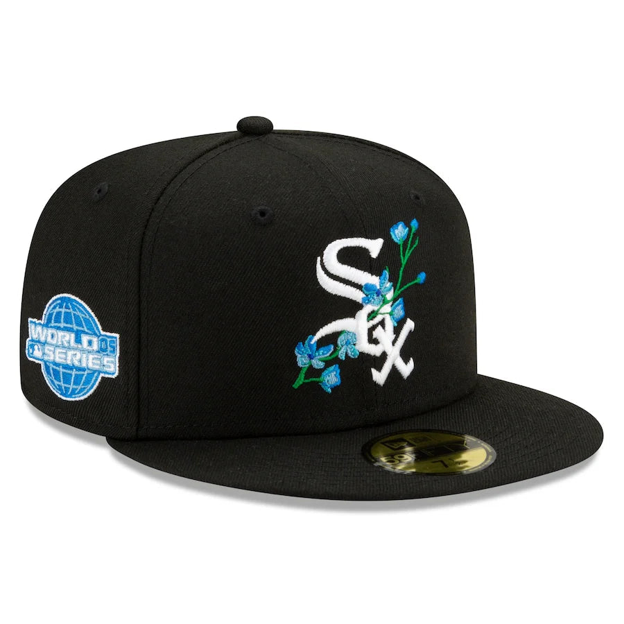 NEW ERA
Chicago White Sox 2005 World Series BLOOM Exclusive New Era 59Fifty Fitted Hat - Black/Sky PUFF CITY