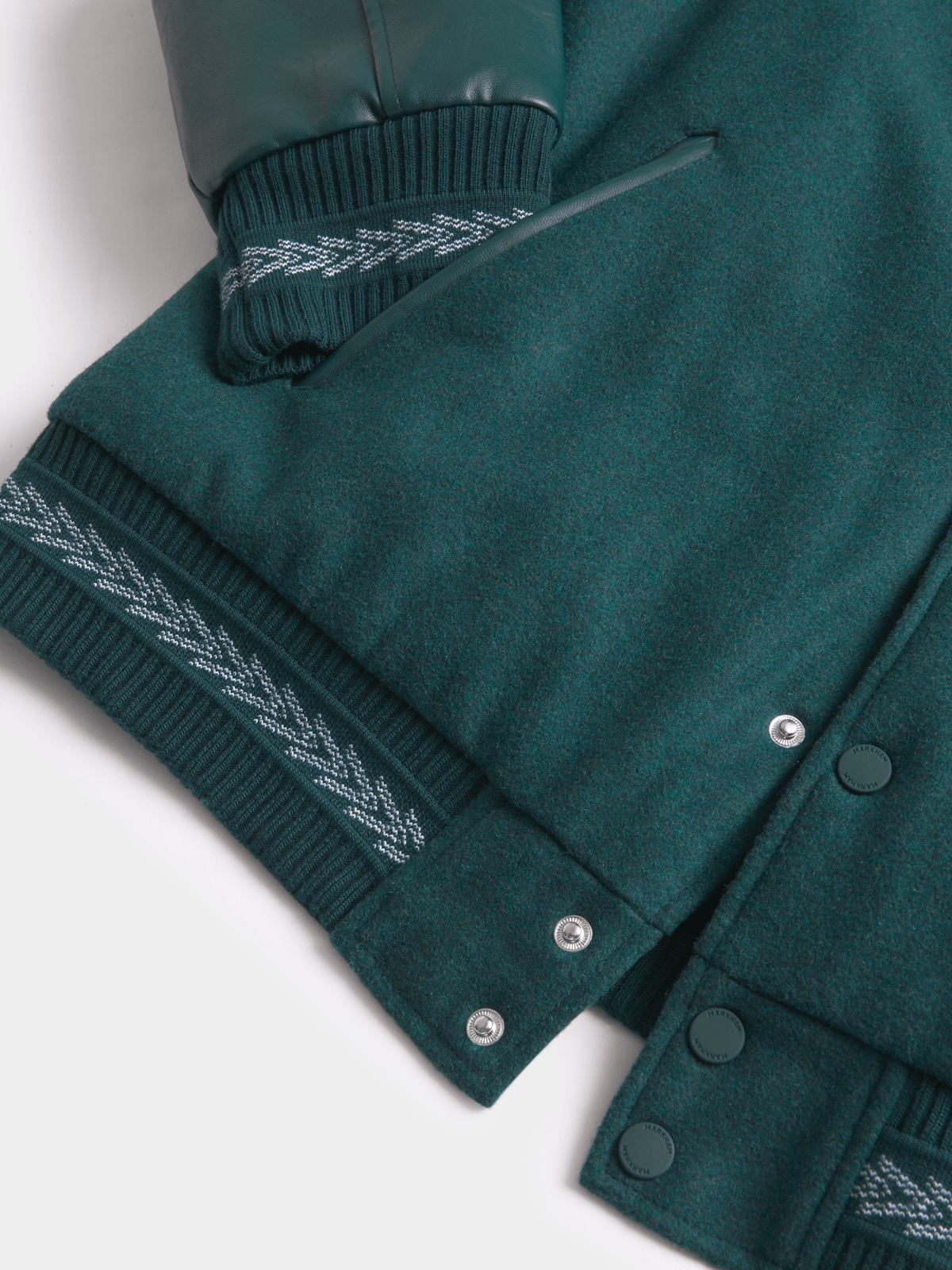 Melton Varsity Pine Green Bomber Jacket PUFF CITY
