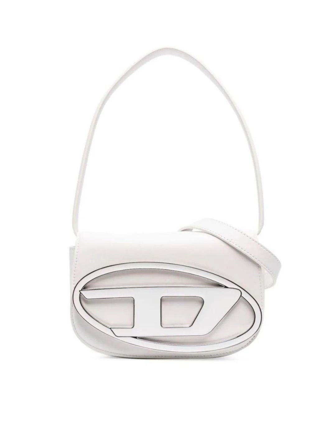 DIESEL MEDIUM 1DR LEATHER SHOULDER BAG WHITE