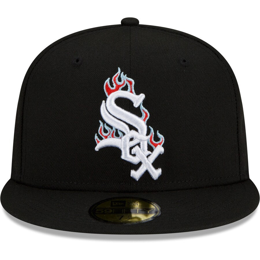 Chicago White Sox New Era Black 2005 World Series Team Fire 59FIFTY Fitted Hat PUFF CITY