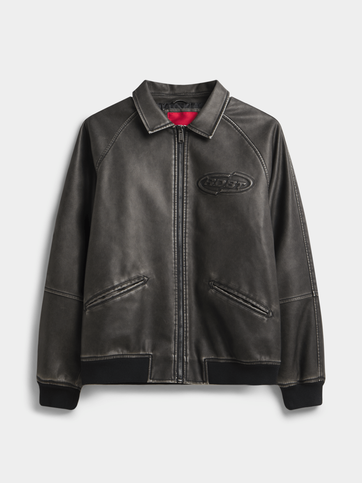 Redbat Men's Black Embossed Bomber Jacket PUFF CITY