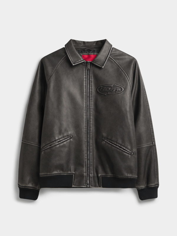 Redbat Men's Black Embossed Bomber Jacket PUFF CITY