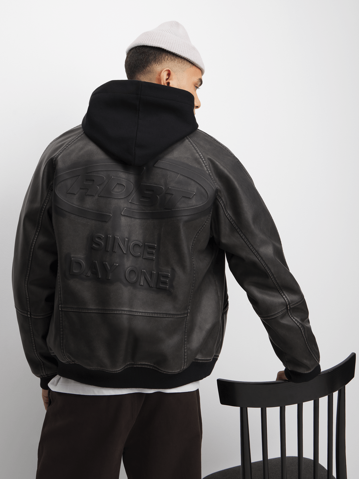 Redbat Men's Black Embossed Bomber Jacket PUFF CITY