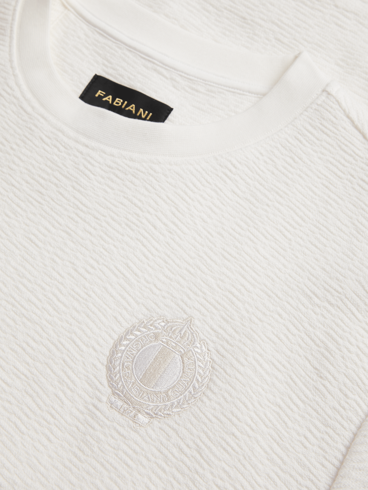 Fabiani Men's Natural Textured Crest T-Shirt PUFF CITY