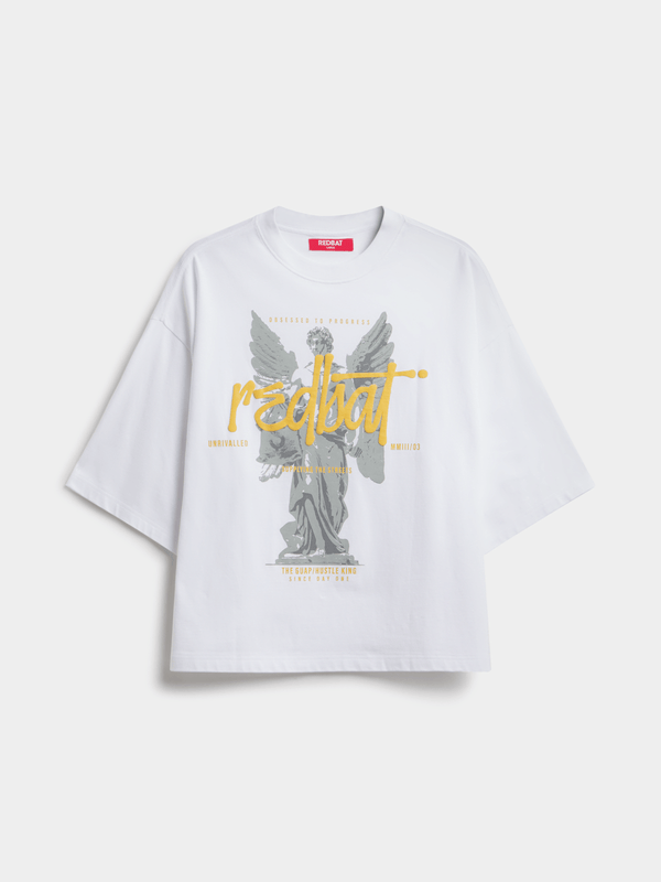 edbat Men's White Boxy Graphic T- PUFF CITY