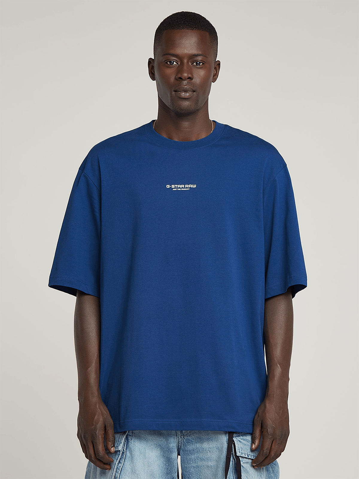 G-Star Men's Center Chest Boxy Blue T-Shirt PUFF CITY