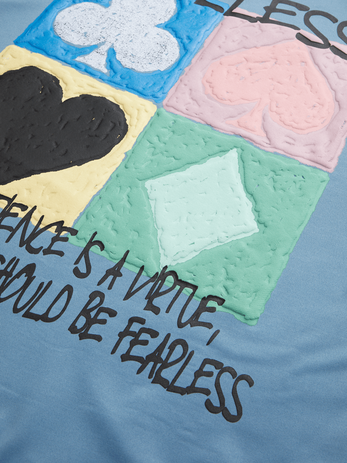 Blue Fearless Patch Graphic Top PUFF CITY