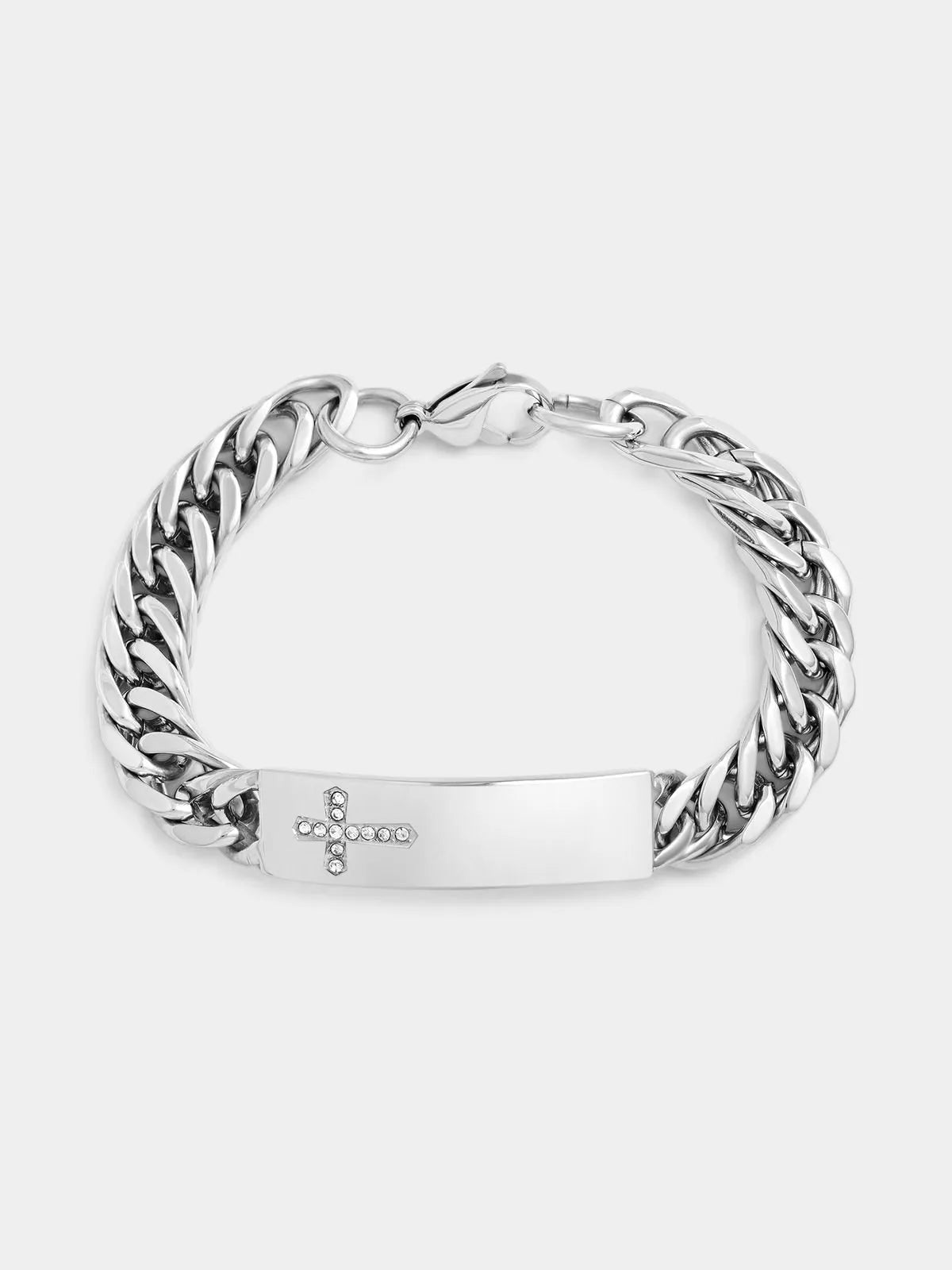 Silver Plated Cubic Zirconia Chunky ID Bracelet PUFF CITY