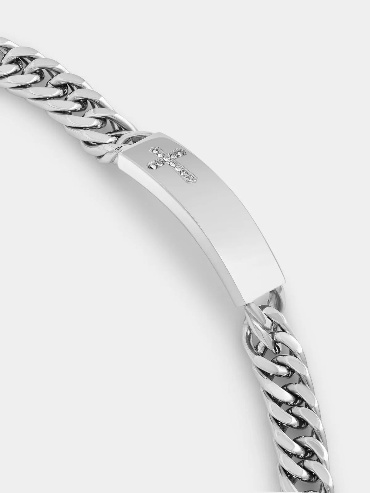 Silver Plated Cubic Zirconia Chunky ID Bracelet PUFF CITY